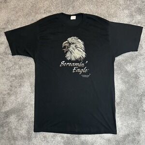 Vintage 1992 Screaming Eagle Motorcycles Eagle T-Shirt Size XL Black Montreal